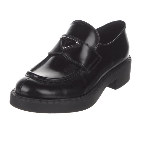 Prada Black Leather Loafers - Picture 1 of 4